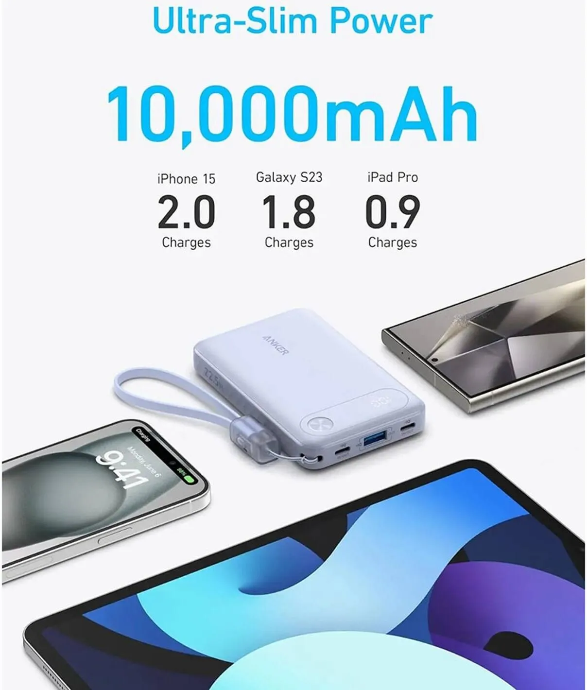 Anker PowerCore 10K 22.5W Power Bank with Digital Display A1257H11