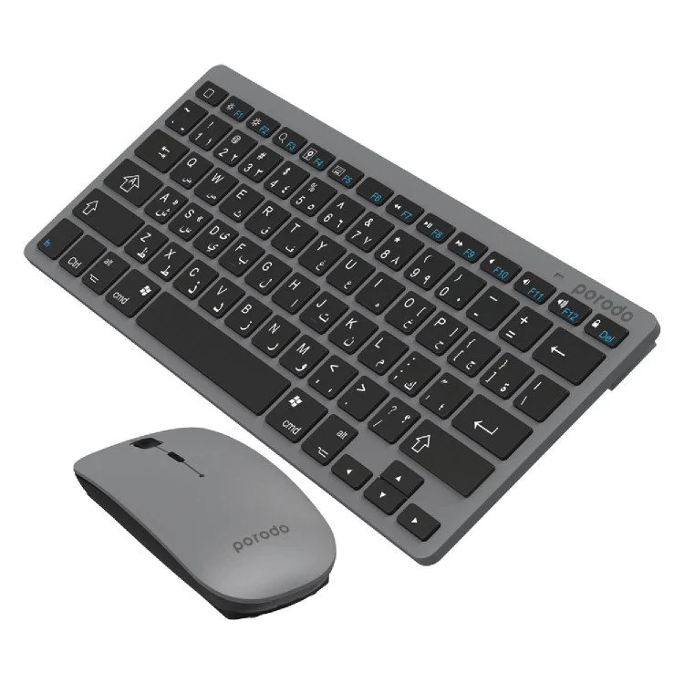 Porodo Slim Wireless Keyboard and Mouse Combo (English and Arabic) PD-BTKBMCO-GY