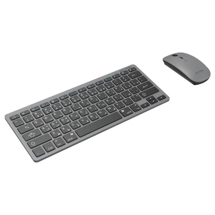 Porodo Slim Wireless Keyboard and Mouse Combo (English and Arabic) PD-BTKBMCO-GY